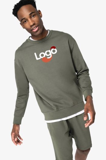 Image produit Sweat-shirt à col rond à épaules tombantes molleton gratté unisexe