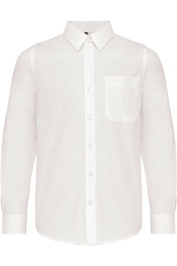 Kinder Popeline Hemd mit langen Ärmeln k521 - White