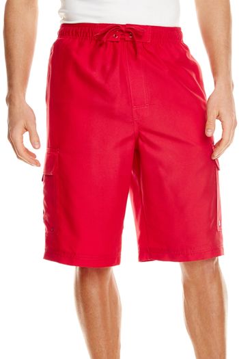 Pantalones cortos de baño a rayas Cuerda corta poliéster 9401 - Red