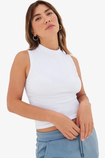 Image produit Women's high neck crop vest kort topp i linne sk170