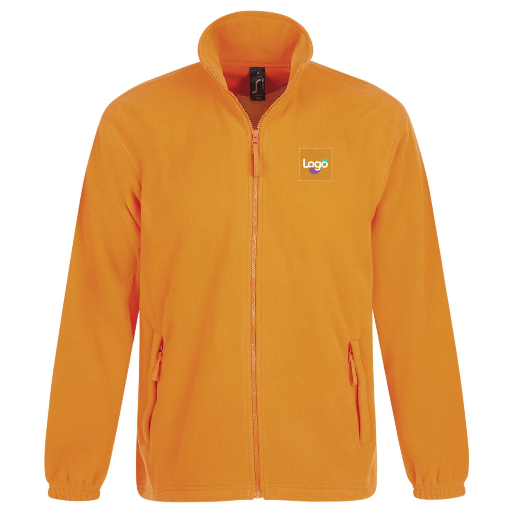 North Polaire jas man met zip 55000 personalisatie - Orange fluo