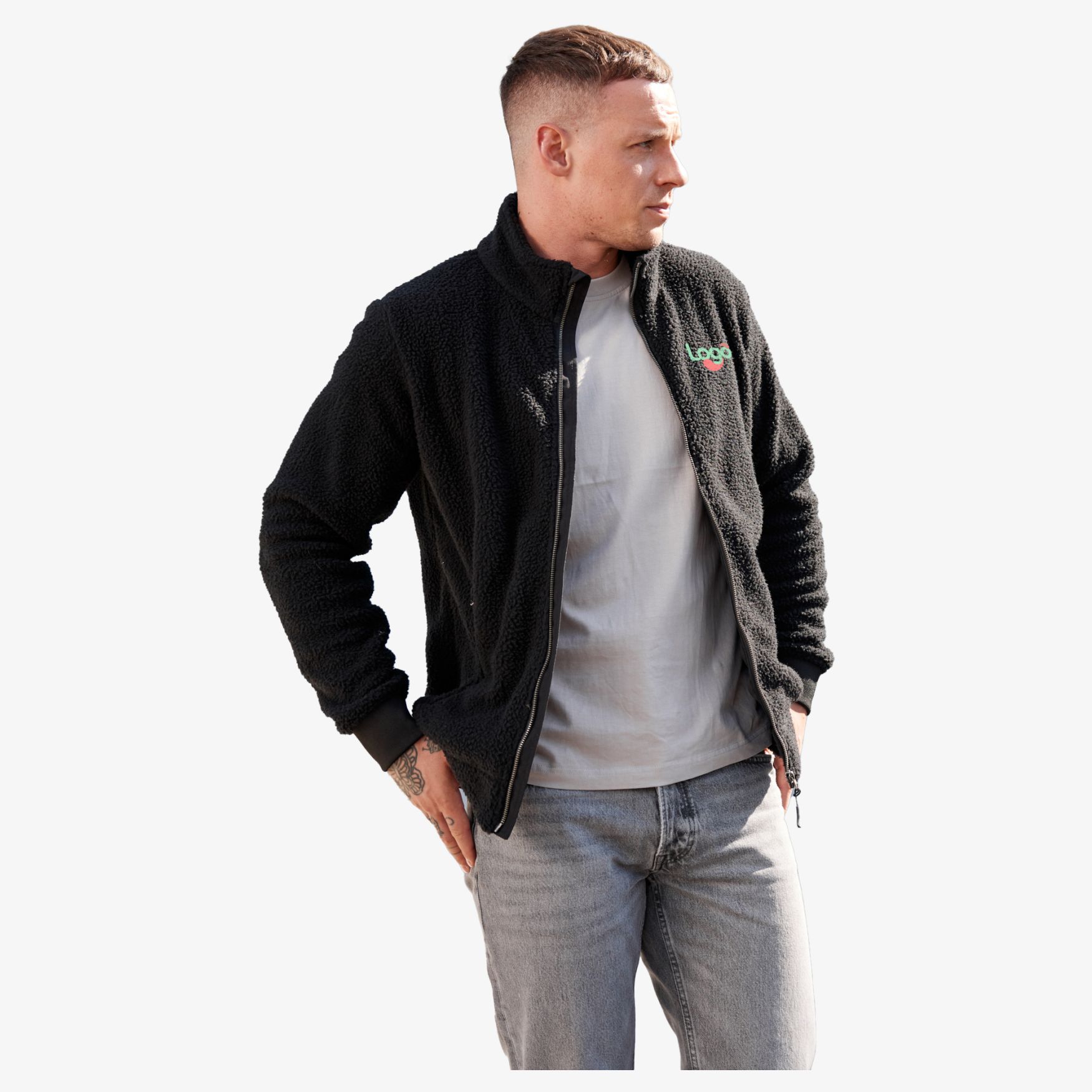 Durabele sherpa-jacket van duurzame polyester jn1862 personaliseerbaar