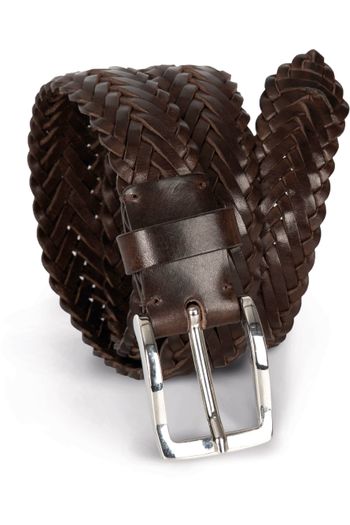 Fladbandad läderbälte kp821 - Dark brown