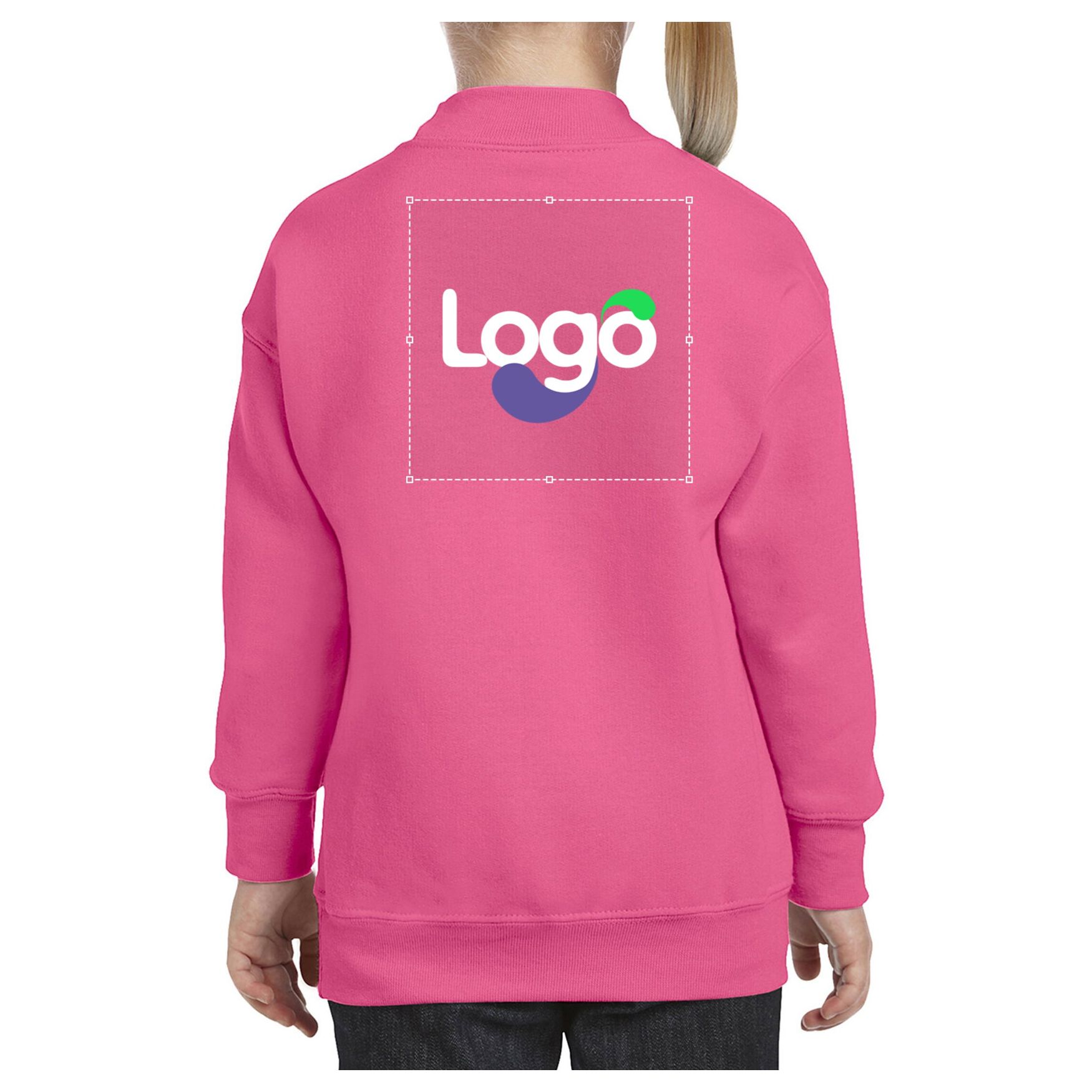 Youth crewneck sweatshirt 18000b personnalisation - Safety pink
