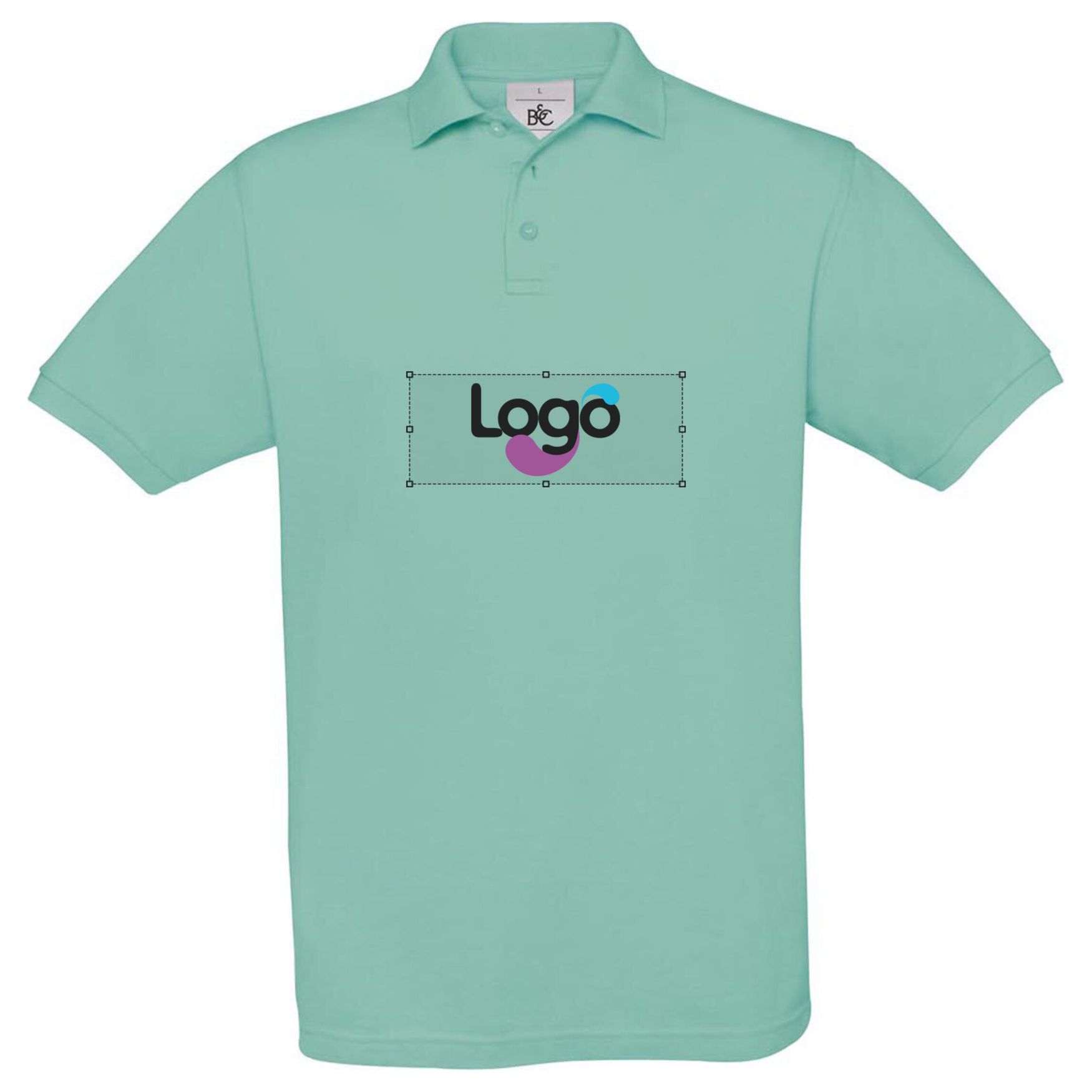 Polo coton boutons pu409 personnalisation - Pixel turquoise