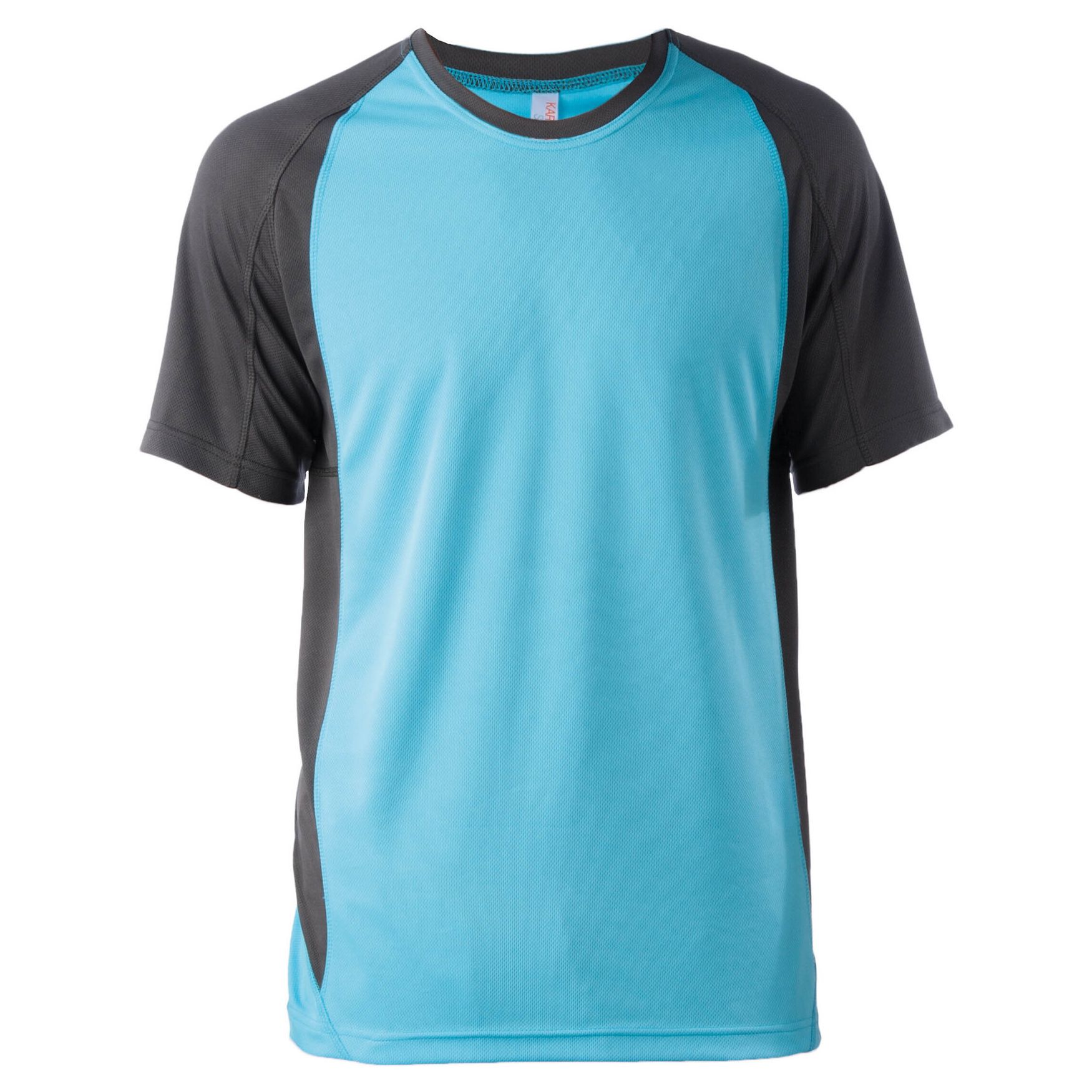 T-SHIRT HOMME BICOLORE MANCHES COURTES COL ROND KARIBAN SPORT - Light turquoise dark grey