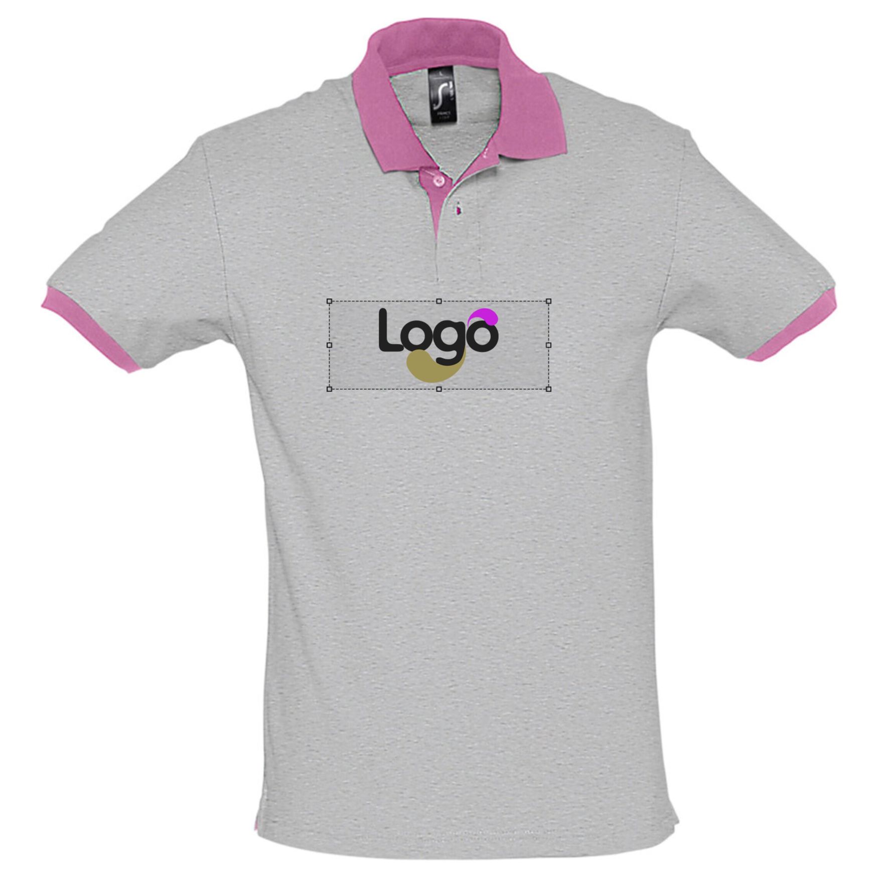 Prince Polo coton tendance 11369 personnalisé - Gris chine rose orchidee