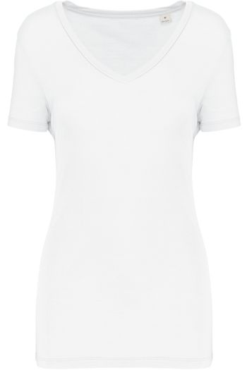 Camiseta de lyocell tencel™ col V kns323 - White