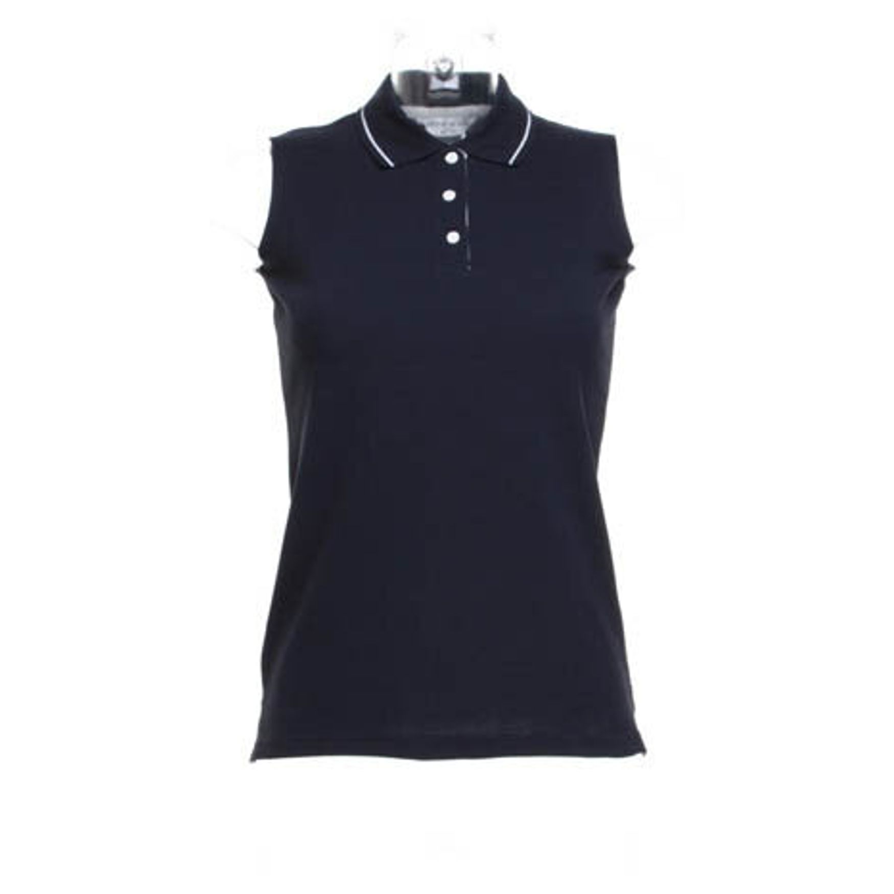 Camisa polo esportiva sem manga kk730 - Navy white