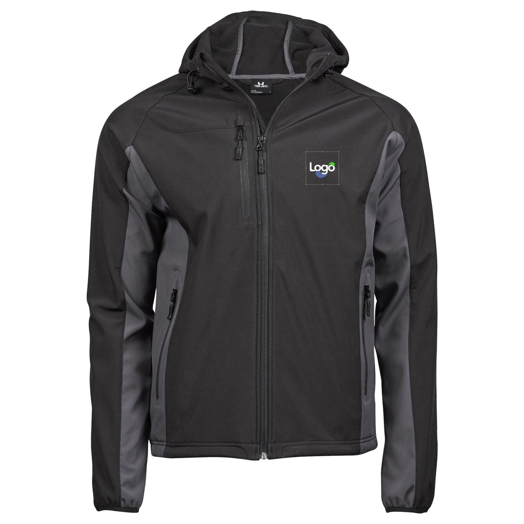 Hooded fashion softshell jasje 9514 personalisatie - Black dark grey