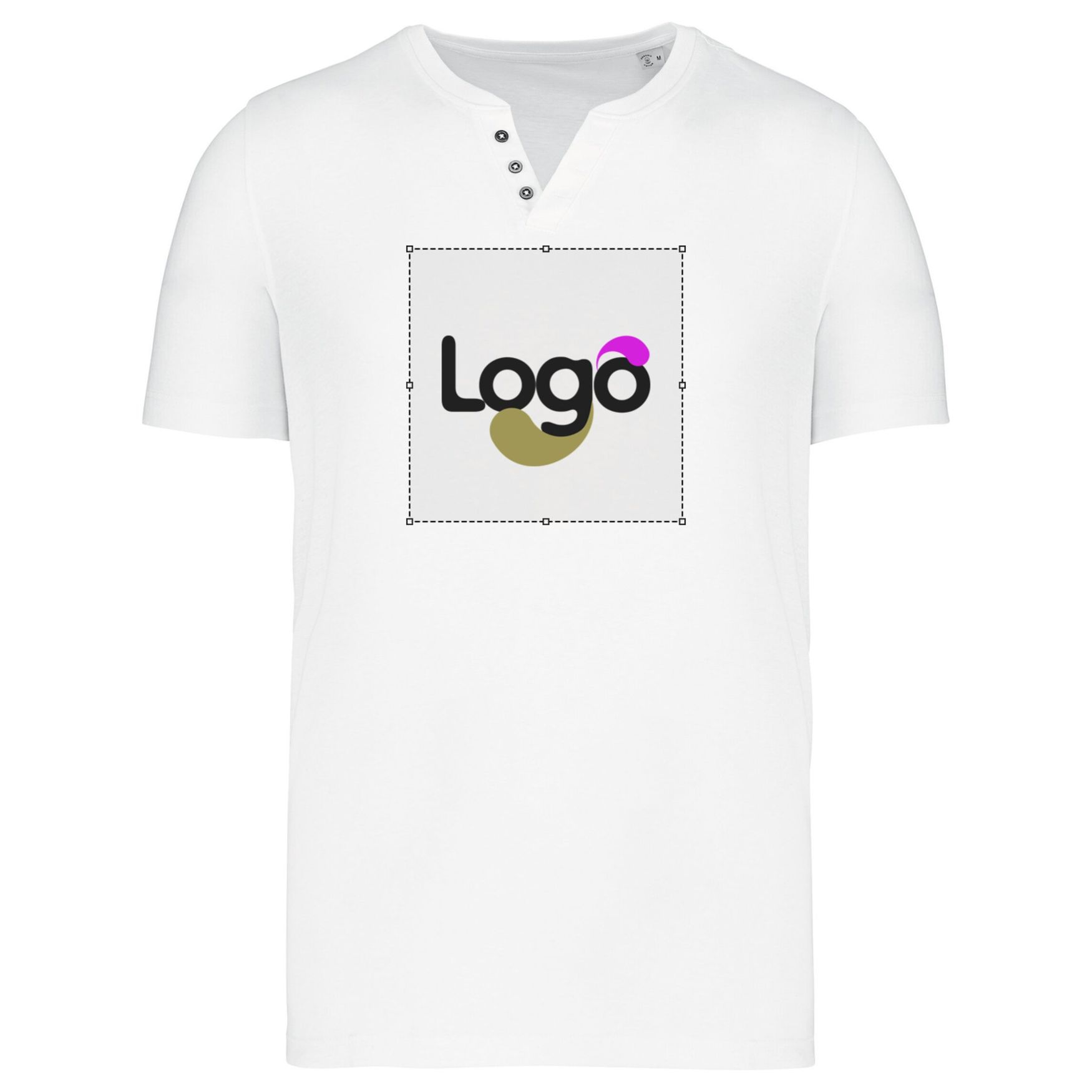 Bio cotton henley t-shirt kns302 customization - White