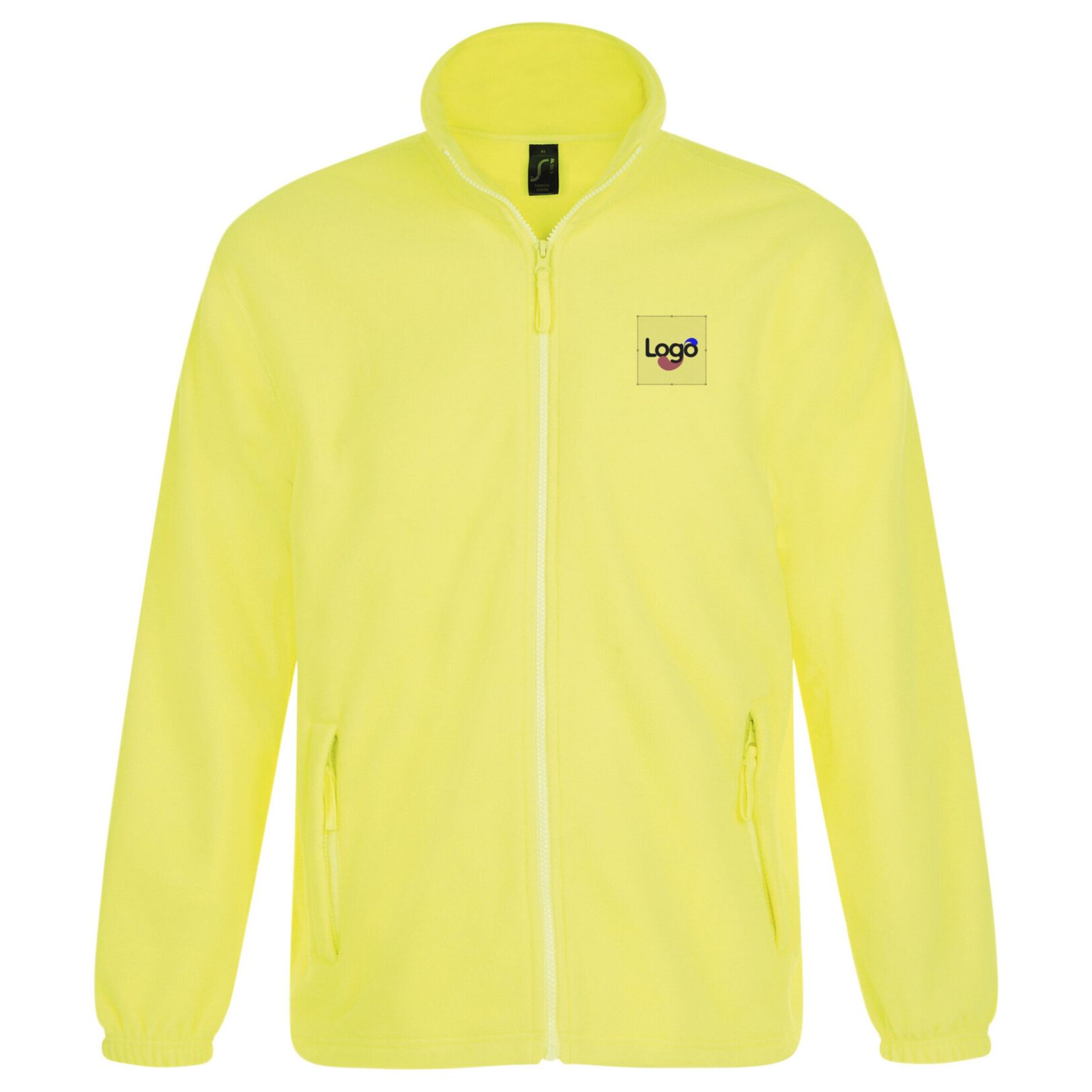 North Polaire jas man met zip 55000 personalisatie - Jaune fluo