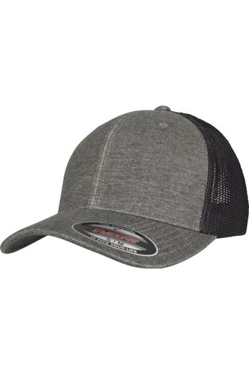 Retro trucker gemengde cap 6511m - Khaki / Black mesh
