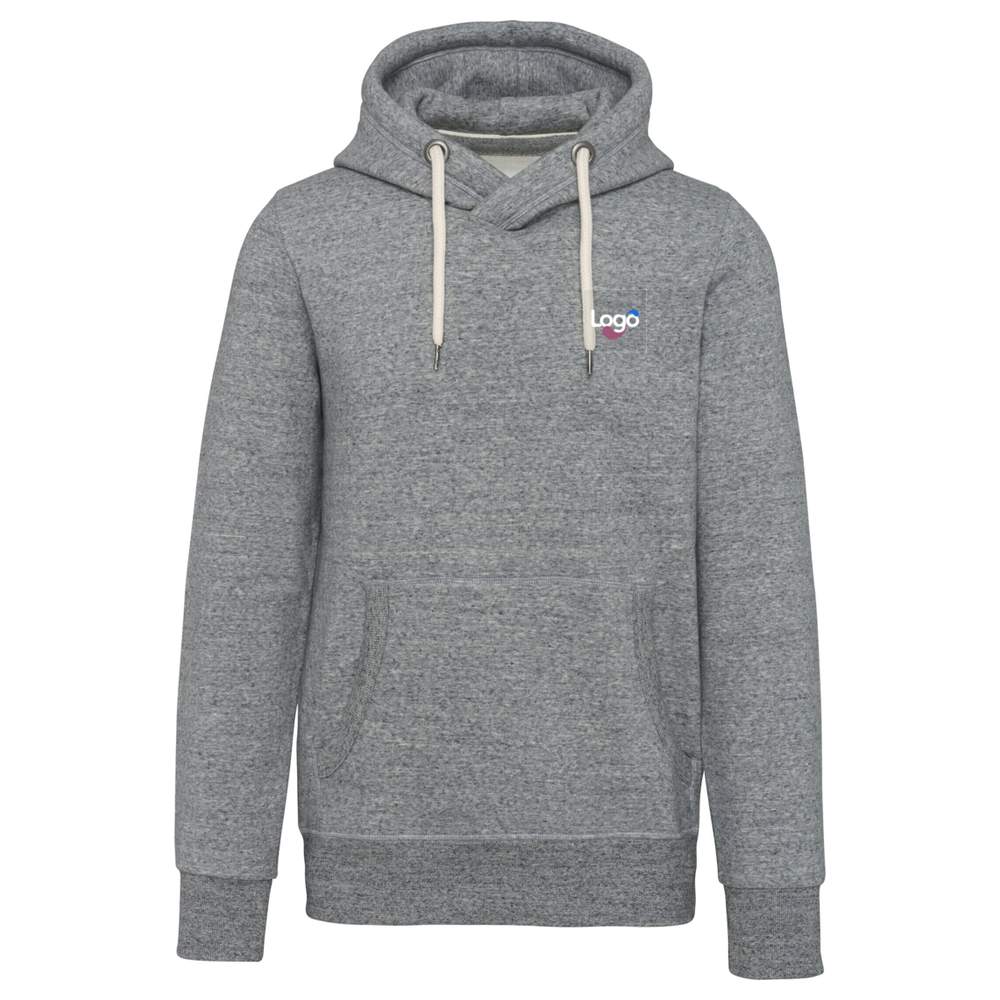 Felpa con cappuccio uomo KARIBAN Felpa cotone poliestere personalizzazione con il tuo visivo kv2308 - Slub grey heather