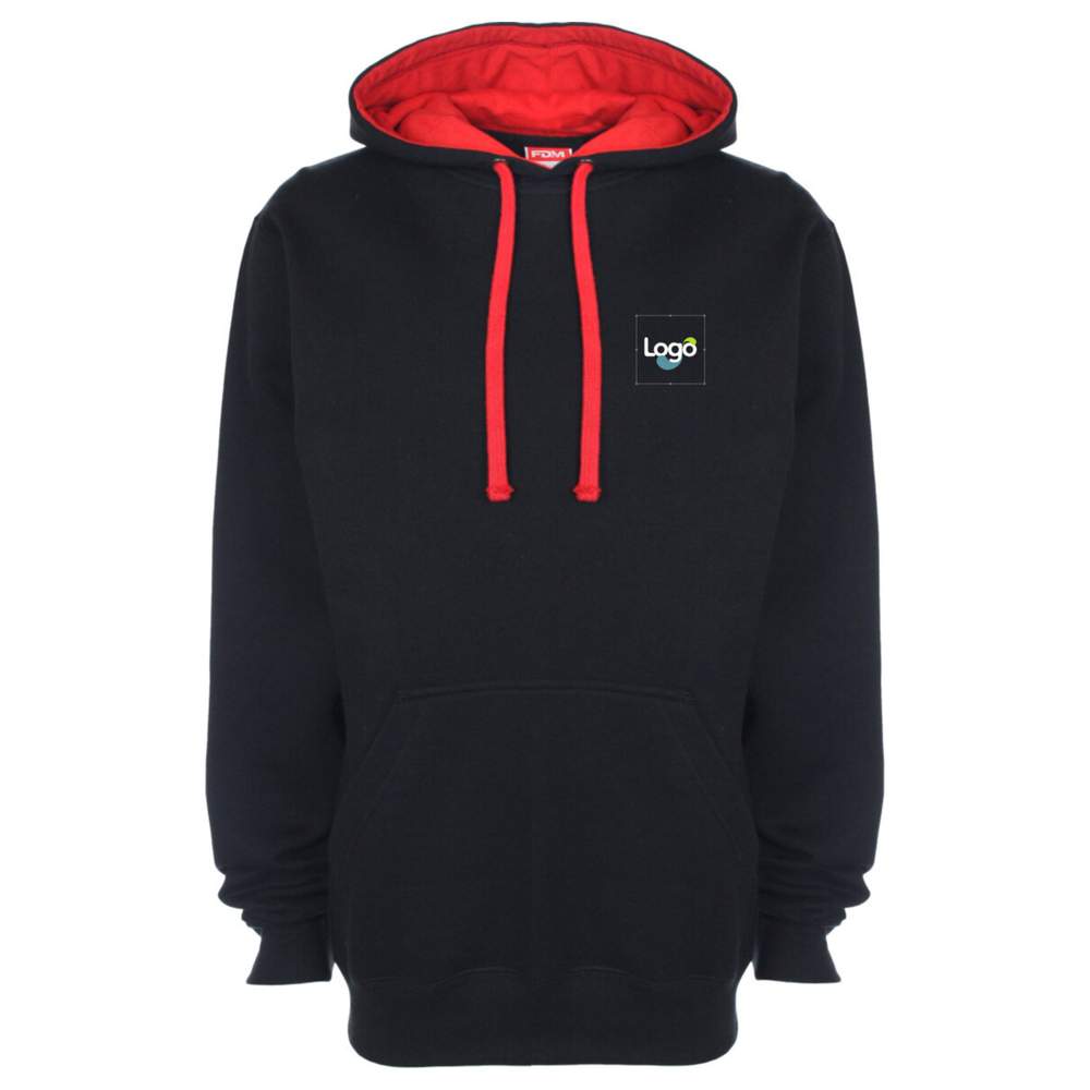 Chaqueta con capucha de contraste Sweat capucha algodón poliéster fh002 personalización - Black fire red