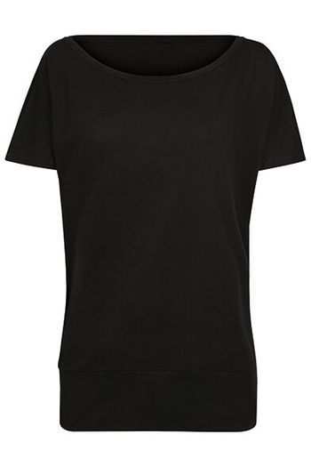 Ladies batwing tee T-shirt katoen boottoverhemd by108 - Black