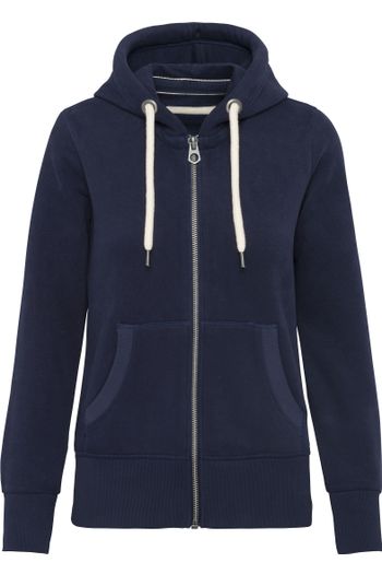 Vintage zippad pull med huva för kvinnor kv2307 - Vintage navy
