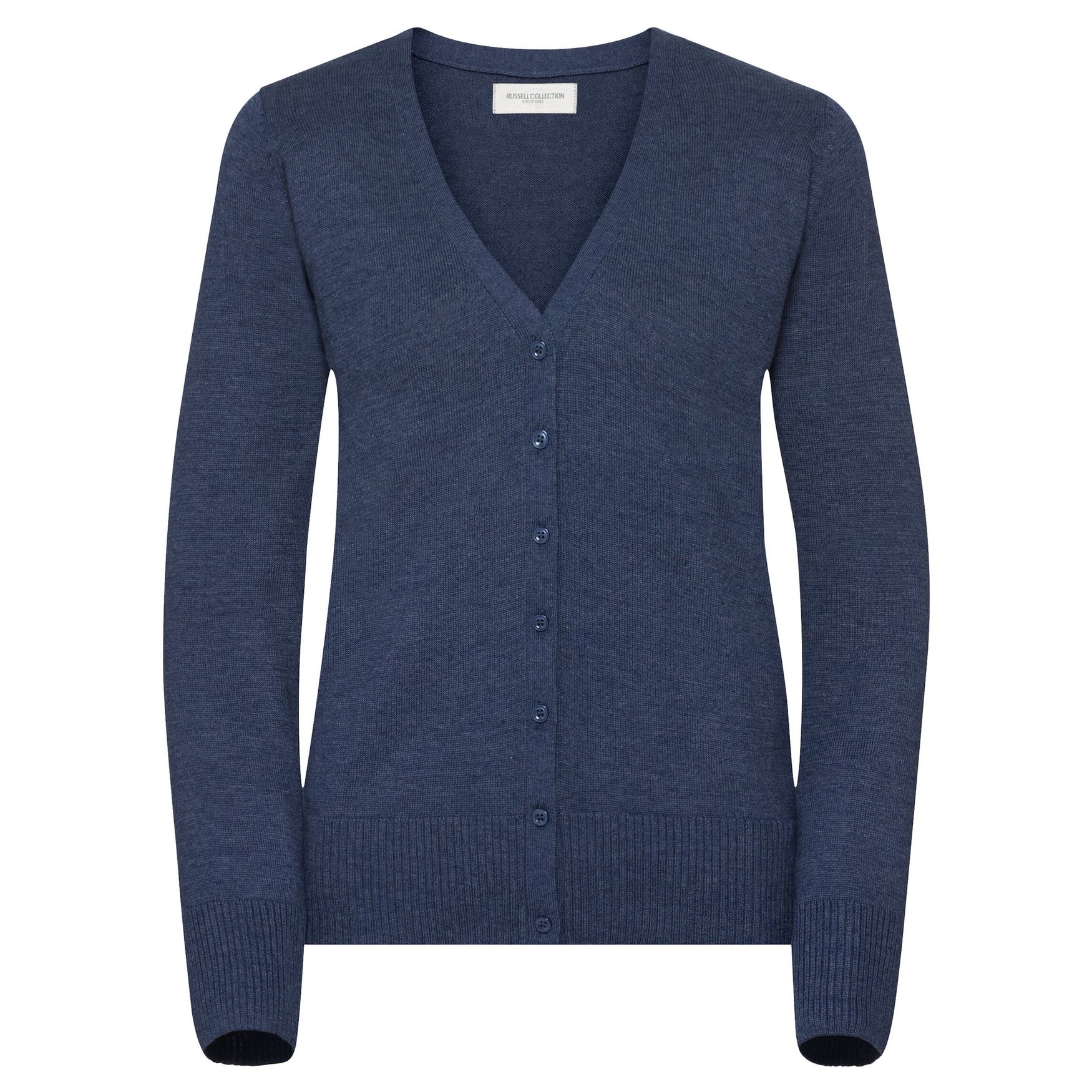 Ladies' v-neck knitted cardigan r-715f-0 - Denim marl