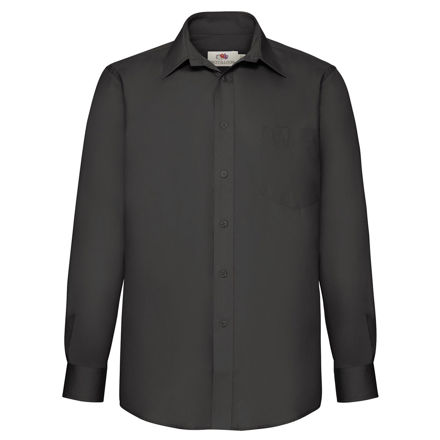 Men's lange mouw poplin hemd 65-118-0 - Noir