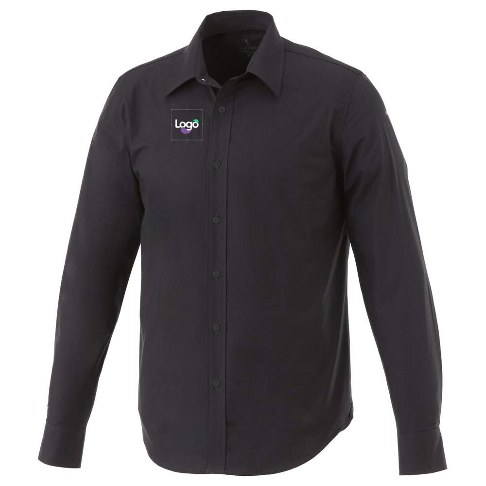 Extensible Baumwollhemd 38168 Personalisierung - Solid black