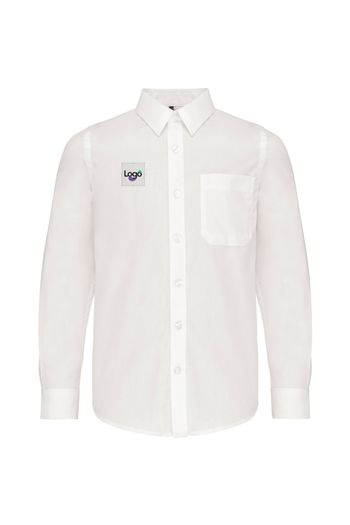 Camicia popeline maniche lunghe bambino k521 - White