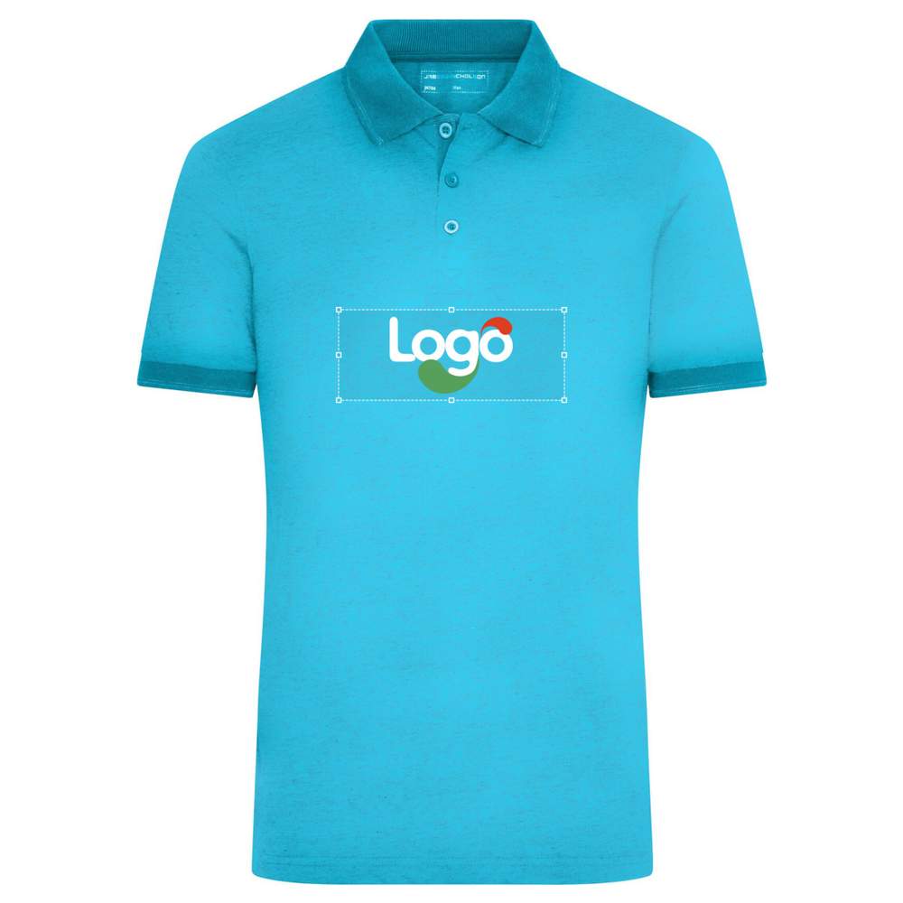 Men's heather polo jn706 personalized - Turquoise melange turquoise