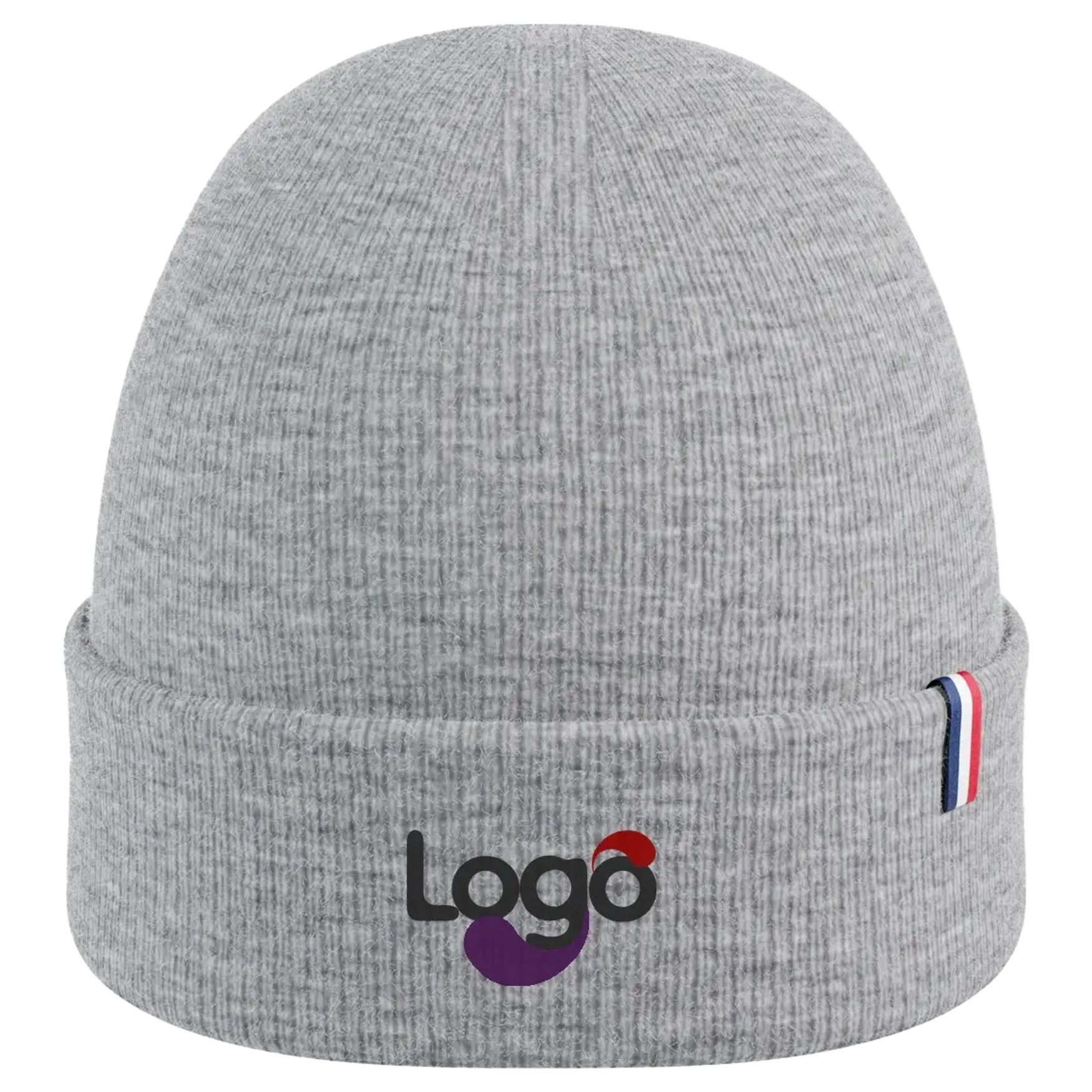 Bonnet Origine Vêtement tricoté laine personnalisation 4 - Gris chiné