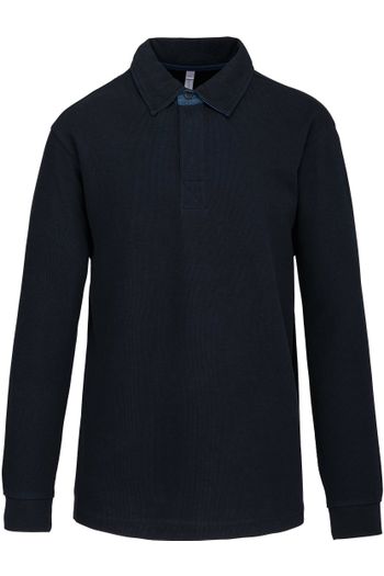 French rib - Poloträja i kuddigt bomull k221 - Navy / Jean