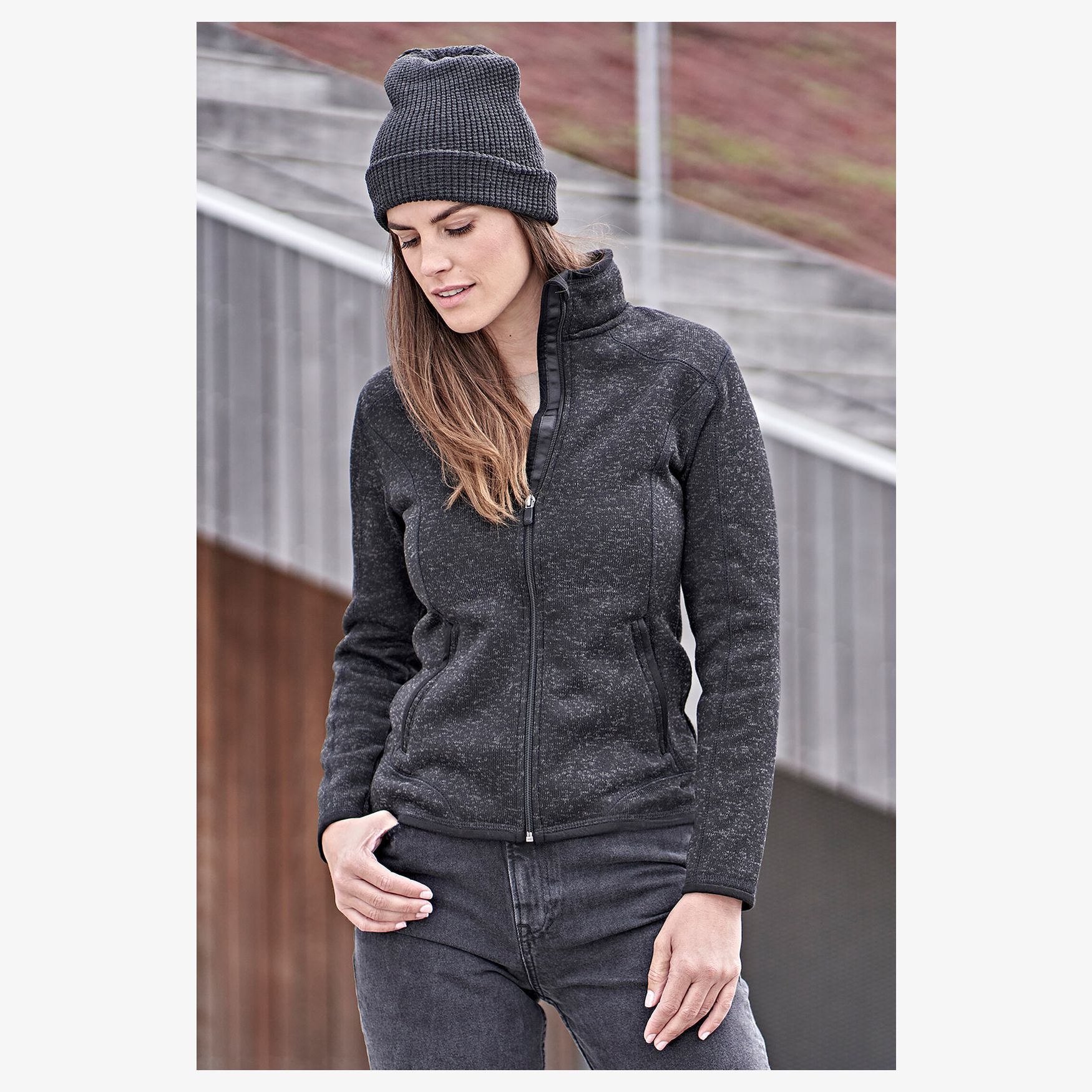 Ladies Aspen Jacke Polarfleece aus gebürstetem Polyester 9616 - Grey melange