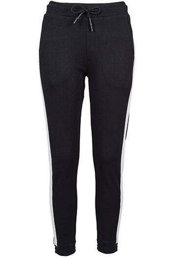 Ladies interlock jogpants by103 - Black / White