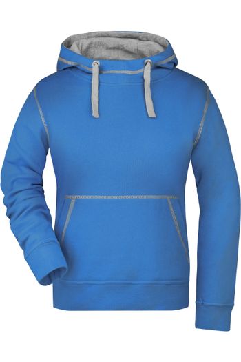 Ladies' lifestyle hoody Sweat bomull polyester jn960 - Cobalt / Grey heather