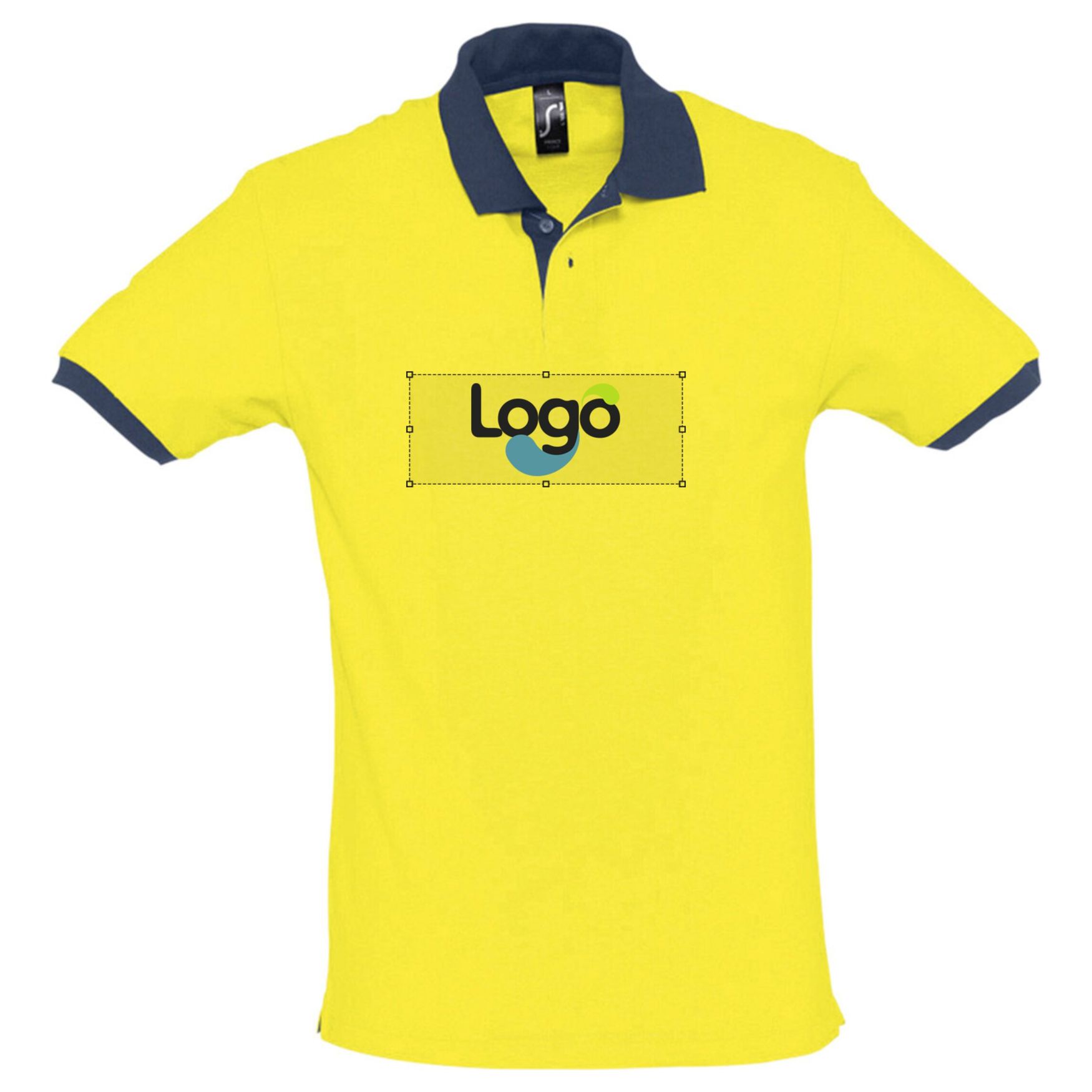 Prince Polo coton tendance 11369 personnalisé - Citron french marine