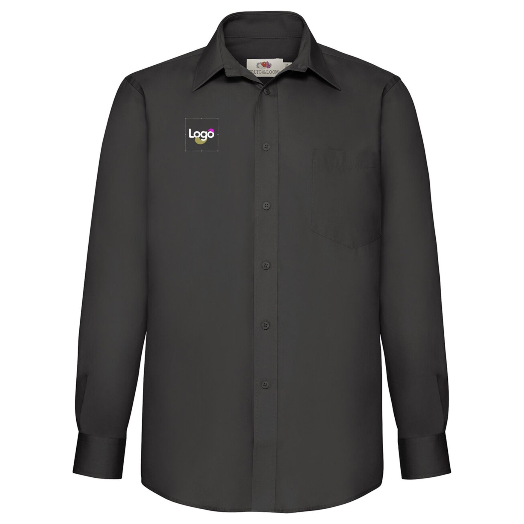 Langärmeliges Hemd aus Popeline 65-118-0 personalisiert - Noir