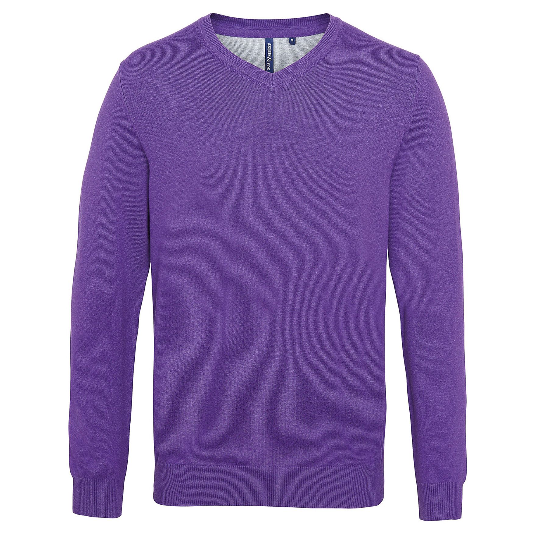 Suéter de hombre con cuello en V en mezcla de algodón aq042 - Purple heather