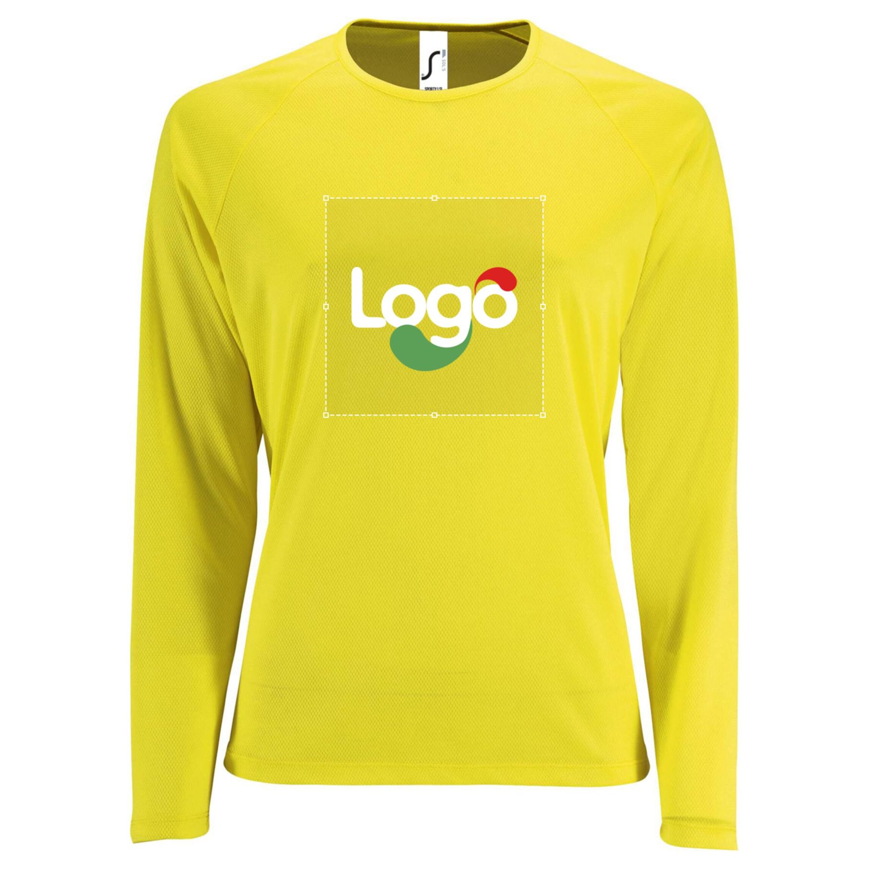 Sporty lsl women camiseta de poliéster respirante 02072 personalización - Jaune fluo