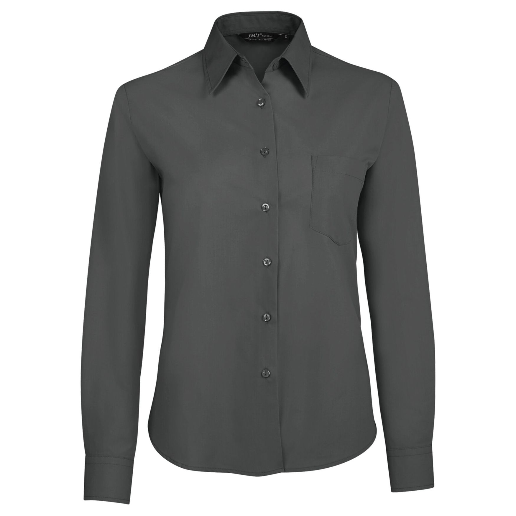 Executive Bluse Frau Popeline Langarm 16060 - Gris titanium