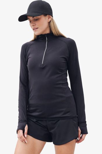 Image produit Ladies long Sleeved 1 4 zip top tee-shirt tl563