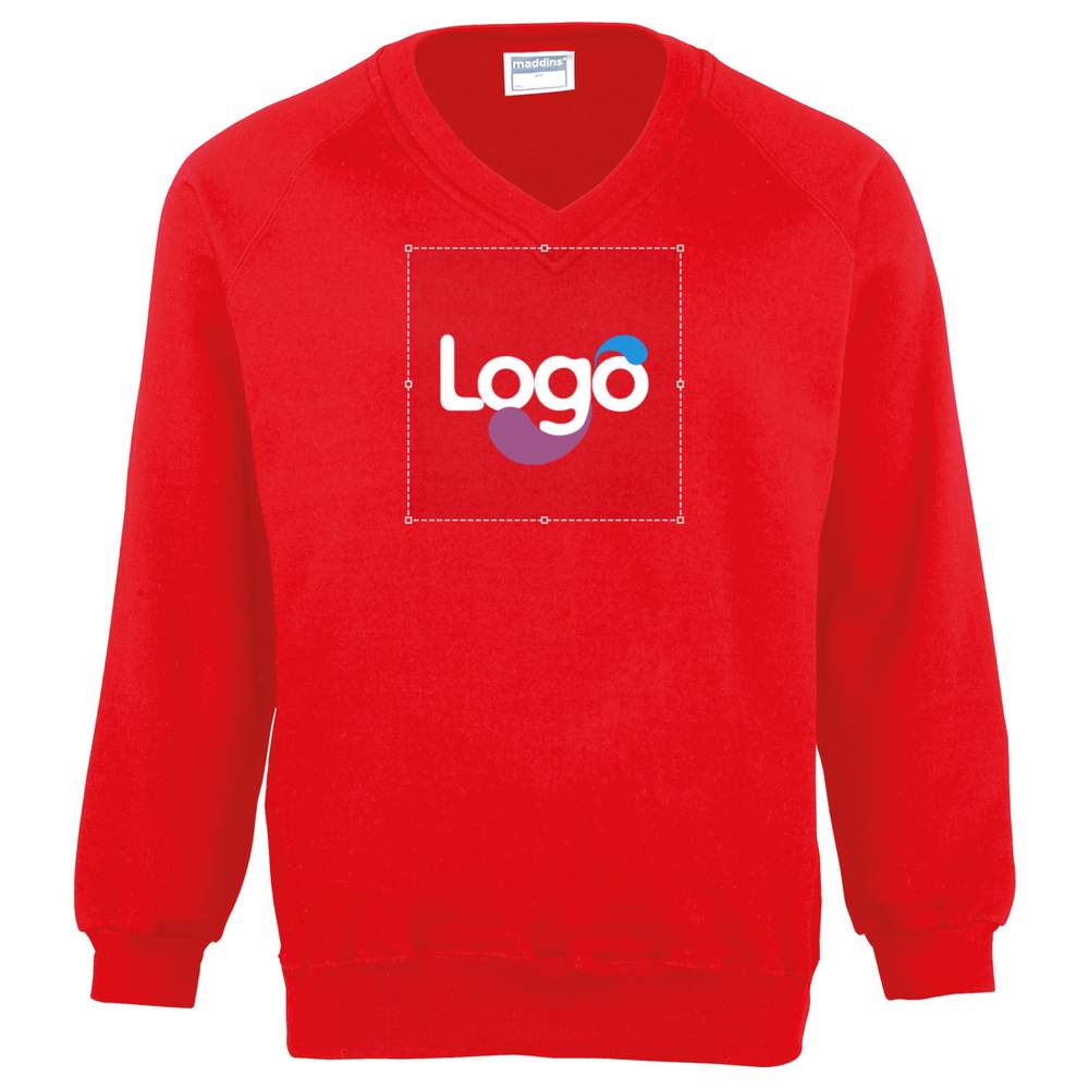 Dziewczęcy sweatshirt z V-kolorem coloursure™ md02b personalizowany - Red